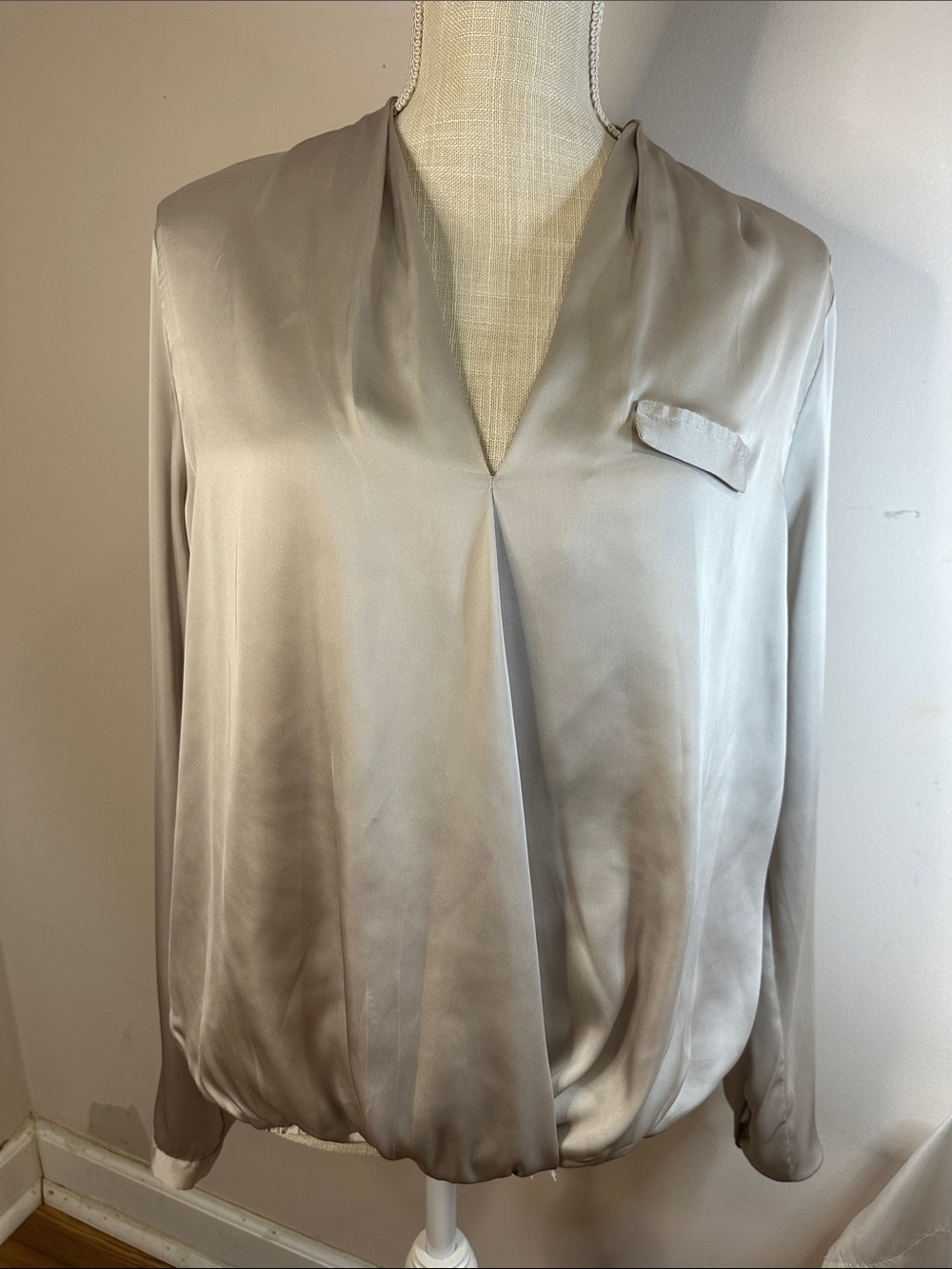 Forever 21 Silky V-Neck Blouse in Light Taupe